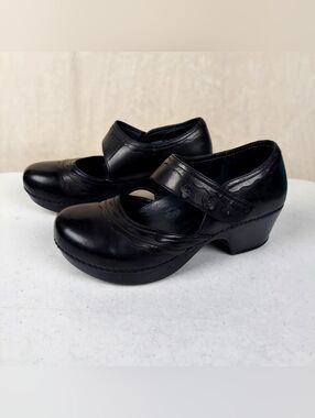 Dansko Black Leather Harlow Mary Jane Clog Women's Size US 7.5/8 EU 38